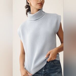Maeve Sky Blue Sleeveless Turtleneck Sweater